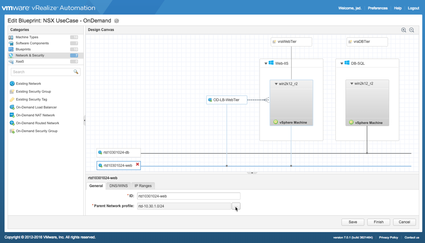 vRealize Automation Converged Blueprint with NSX Components